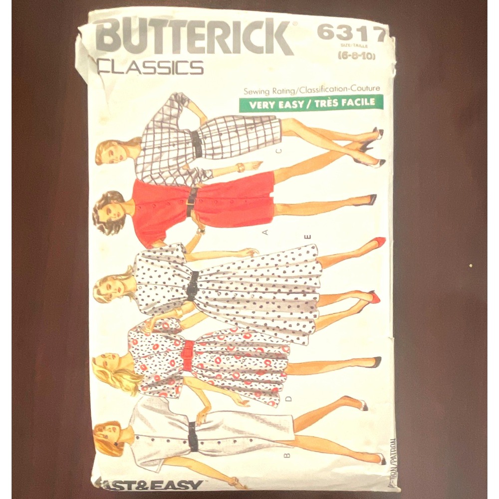 Butterick Classics 6317 Vintage Original Women’s Misses’ Dress Pattern‎ Sz 6-10